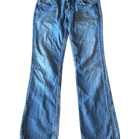 Miss Me Women's Blue Jeans Patchwork Back Pockets 29 Festival. Bootcut Low Rise - Picture 2 of 5